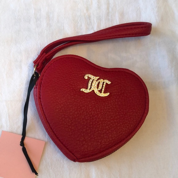 Juicy Couture Cool Red No Rules Heart Zip Around Wristlet JC Logo NWT - Picture 6 of 16